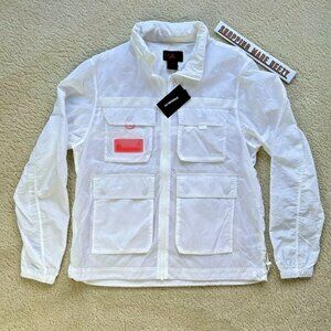 [L] NIKE AIR JORDAN 23 Engineered Hooded Windbreaker Jacket Full Zip White Nylon